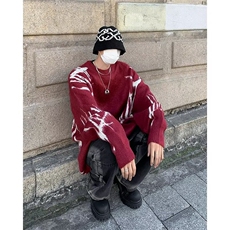 长袖毛衣气质流行日系时尚新款简约ins文艺百搭潮流原宿慵懒，男装针织衫/毛衣，星座1210-1