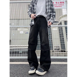 美式口袋工装牛仔裤男春季潮牌伞兵休闲裤宽松阔腿长裤RK2439-P51图片