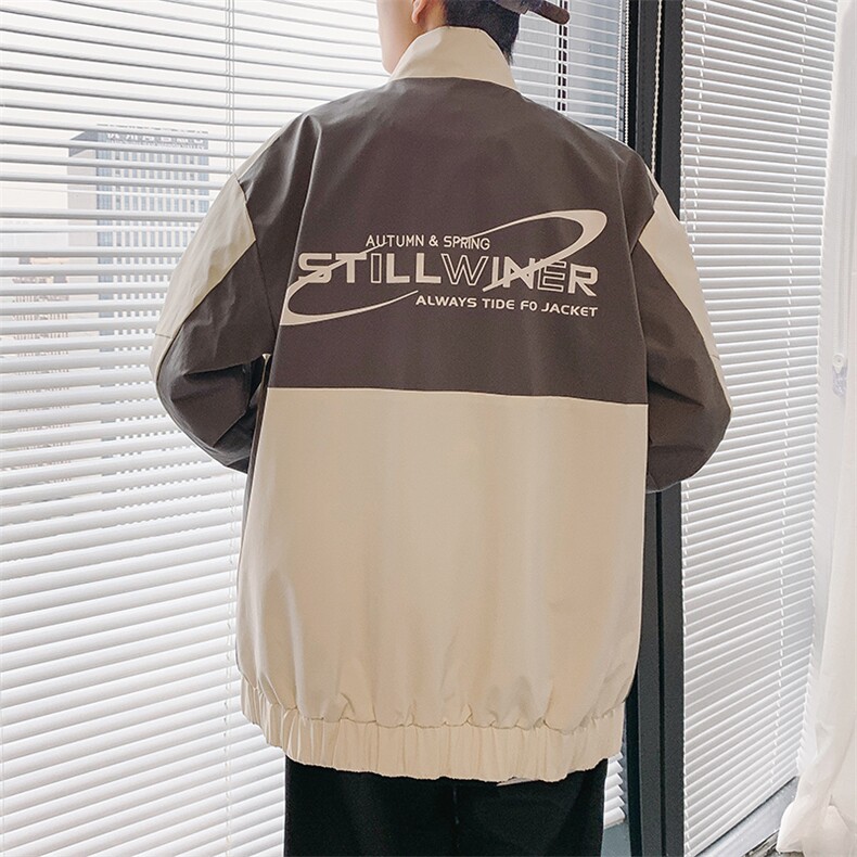 2021春季男士休闲港风外套男潮流夹克外套男宽松拼接9218-P75,男装夹克,电商A128