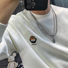 重磅圆领卫衣男士春秋2025新款美式青少年宽松休闲无帽加绒上衣潮，男装卫衣，星座506A