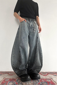 903-AK037 -特P58  【S-3XL】 做旧脏弯刀牛仔裤图片