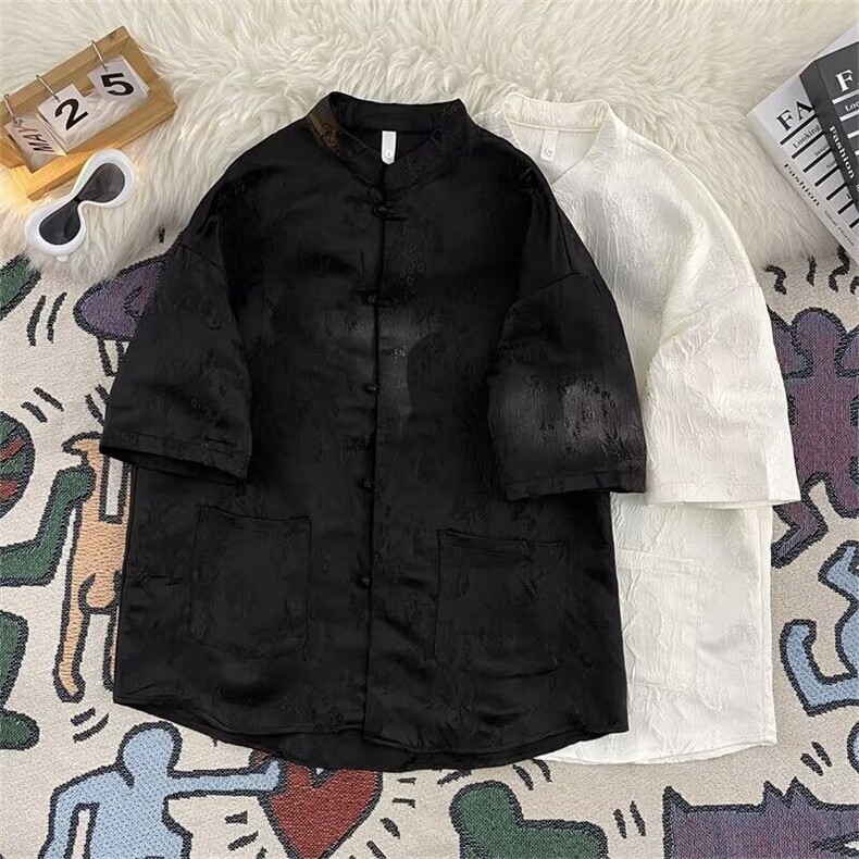 新中式汉服短袖衬衫男夏风唐装汉服宽松休闲半袖衬衣CY1110-P43,男装衬衫,星座412-2