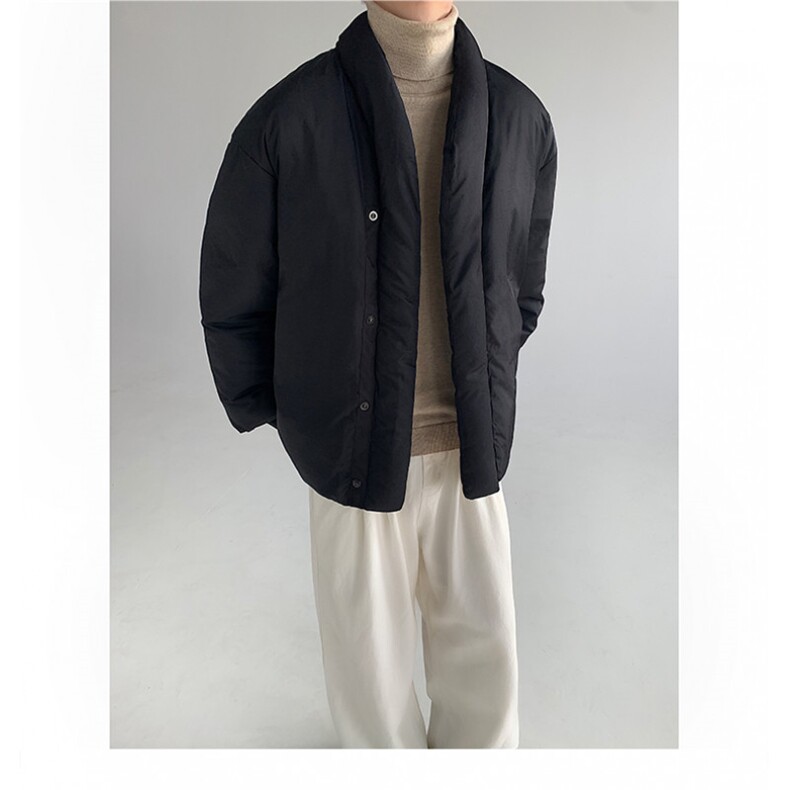 现货MH02-P125设计感无领棉服简约纯色保暖棉衣加厚外套男,男装棉衣,星座1501-3
