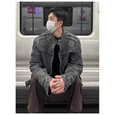 美式复古设计感浮雕机车盔甲牛仔外套男秋季宽松立领夹克J8865，男装工装外套，星座1116A（原606A-3）