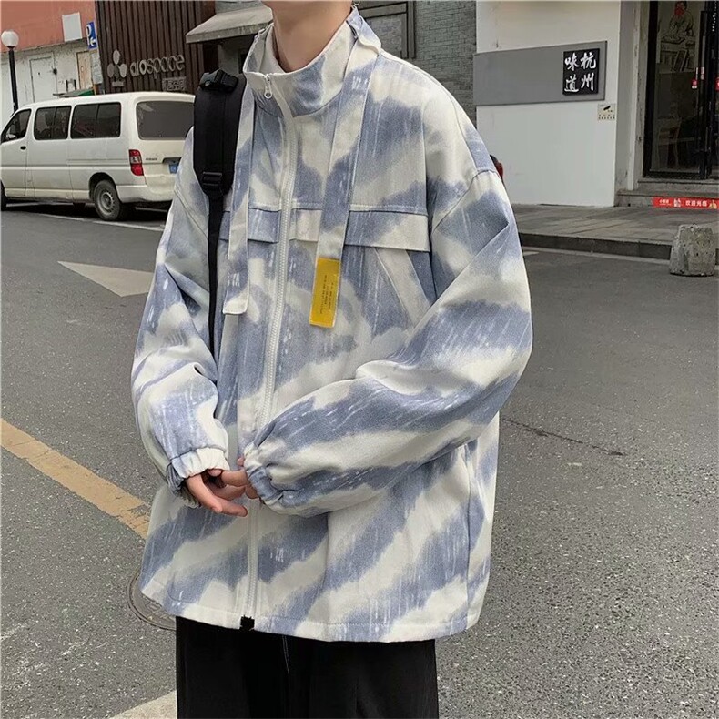 扎染外套秋季ins潮流炸街港风潮嘻哈韩版百搭立领夹克  W1191-P52图片