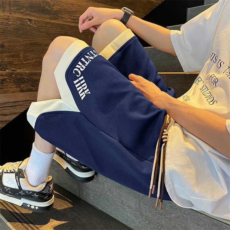 撞色设计感运动五分裤男夏季美式QK134P26，男装牛仔裤，星座1116-2