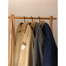 冬季加绒加厚羊羔毛外套男美式复古灯芯绒服宽松情侣工装衣，男装棉衣，星座302B-2
