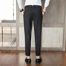 A102秋冬修身男士休闲裤子西裤秋冬毛呢料加厚-灰色-28-38码，男装休闲裤，电商A211