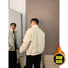现货秋冬季美拉德立领飞行立领夹克boxy廓形棉衣高街加厚加棉外套，男装夹克，电商A443