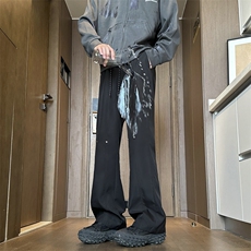 26港风新款学生男女微喇叭拼接冲锋裤休闲裤潮504-K837-P45控68，男装休闲裤，星座504