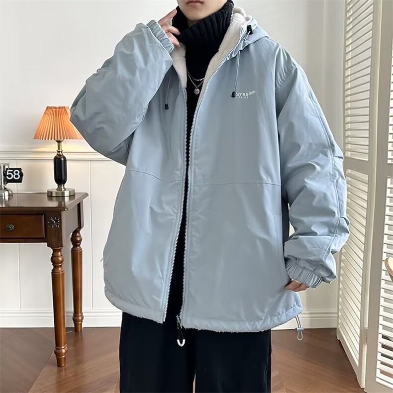 双面穿羊羔绒棉衣外套男士秋冬季保暖加绒加厚 M5309 P85图片