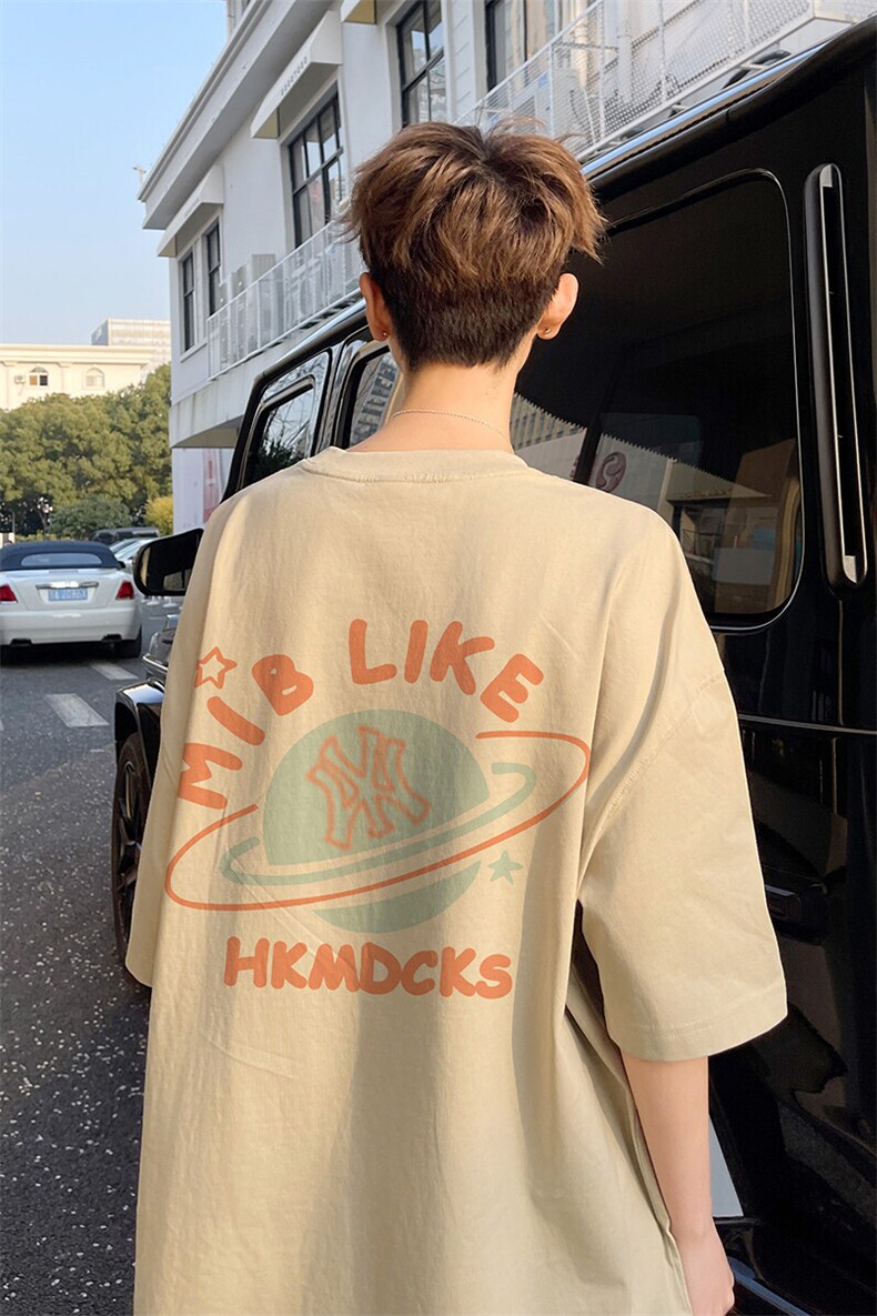 图案已注册夏季新款趣味行星短袖T恤男潮宽松半袖体恤衫D172/P25,男装T恤,电商B209