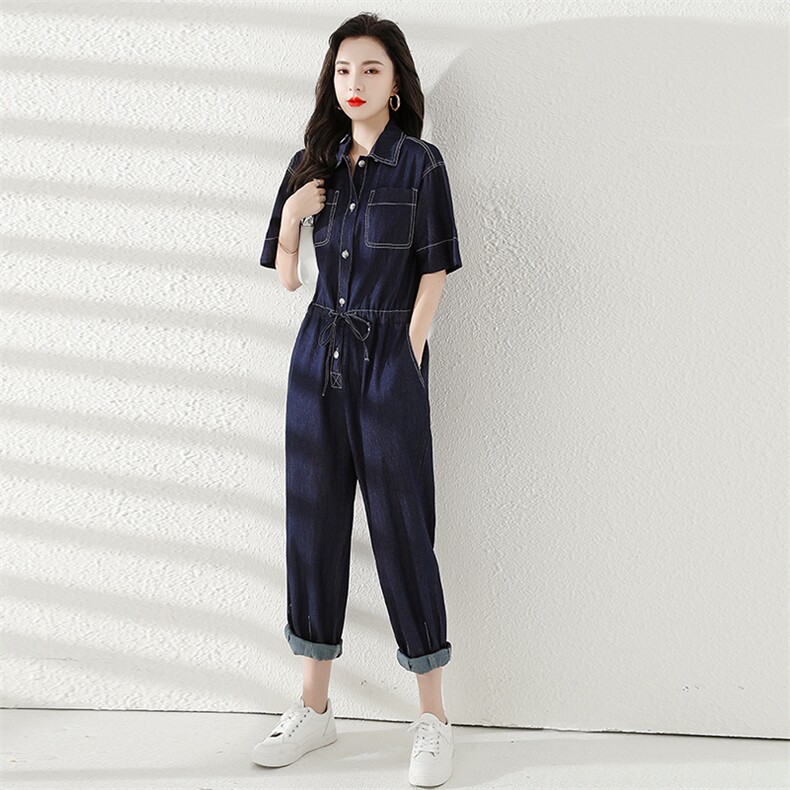 2025夏季新款高级感牛仔连体裤小个子韩版工装连衣裤女气质显瘦图片