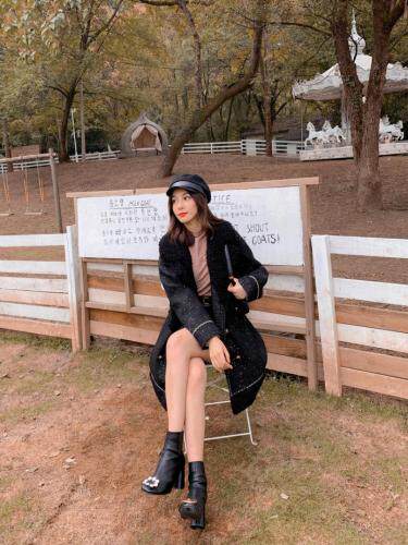 【现货】冬装新款粗花呢风中长款羽绒服，女装羽绒服，CL.chuling