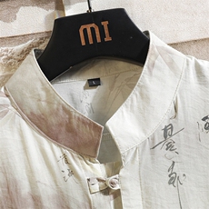 夏季薄款凉感男新中式盘扣短袖衬衫唐装汉服风7007P40，男装衬衫，电商A056