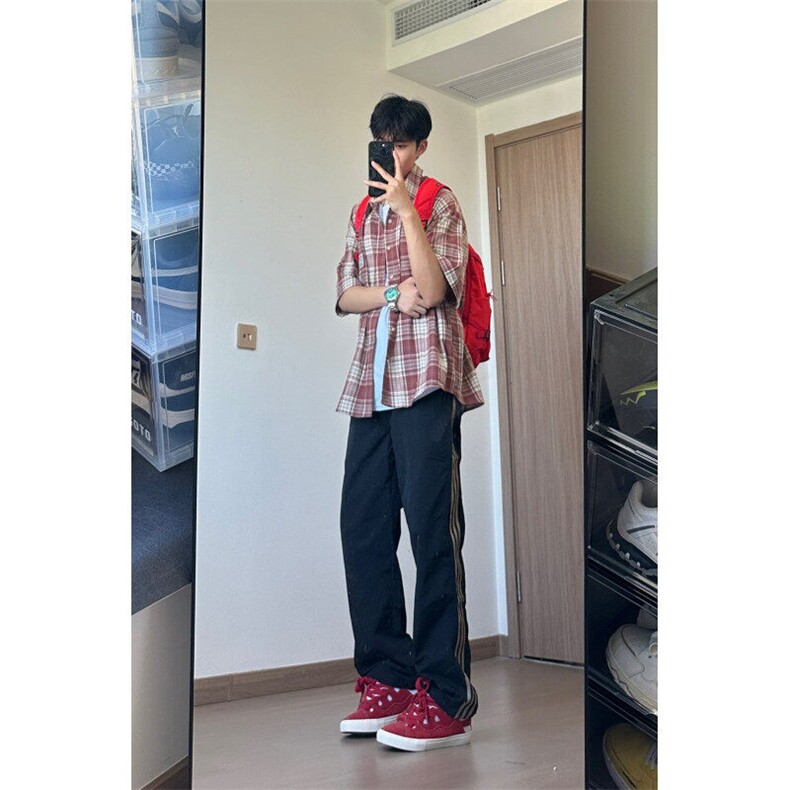 夏季新款宽松直筒侧边条纹休闲速干裤X1002-1-BK2408-P45，男装休闲裤，星座1002-1