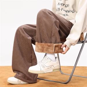 现货10秋冬加绒加厚宽松直筒奶芙休闲裤XZ211-1-k25108-P55图片