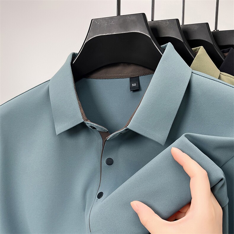 双面磨毛长袖t恤男2025秋季新款流行色上衣服轻奢高端冰丝打底衫,男装T恤,电商B212（原钱塘6029）