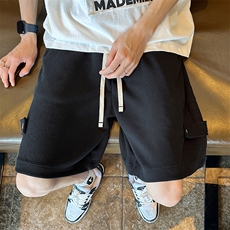 港风夏款男短裤华夫格工装织带贴标五分裤D287P33，男装牛仔裤，星座1013-1