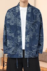 春夏新中式道袍龙纹牛仔开衫日系风外套潮汉服H335/P110，男装夹克，钱塘713