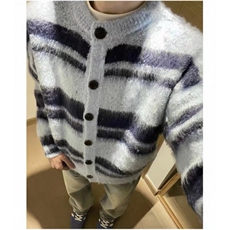 美式复古软糯撞色针织衫外套男女款2025秋冬季慵懒风开衫毛衣线衣，男装针织衫/毛衣，星座506A