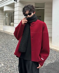 加棉加厚毛呢外套短款夹克大衣504-F32-P75控118（加棉P85控128）图片