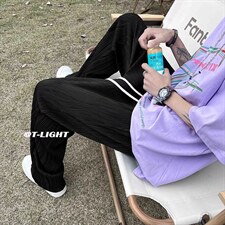 夏季裤子男新款宽松冰丝运动休闲裤韩版潮流潮牌直筒裤MK232-p35，男装休闲裤，星座1008