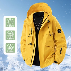山系户外连帽冲锋衣外套情侣款防风防水工装夹克登山服9596-P45，男装夹克，星座1403A