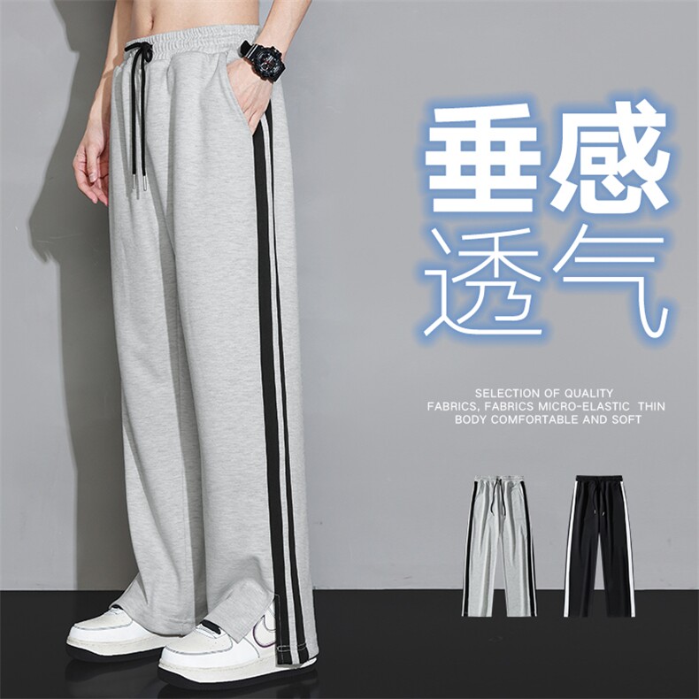 新款运动裤男YOA景潮流百搭男裤宽松长裤开叉休闲裤子CK2324-P55,男装休闲裤,星座717