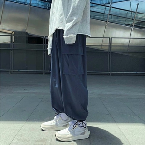 20港风秋款男工装裤休闲束脚裤大口袋宽松九分裤h18图片
