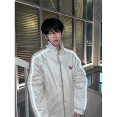 A457-P108棒球棉服撞色拼接麂皮绒外套夹克棉衣刺绣反光条设计，男装夹克，星座911