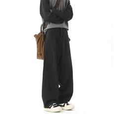 美式复古拼接弯刀阔腿牛仔裤垂感310A-4-NZ50-P39加绒49，男装牛仔裤，星座310A-4