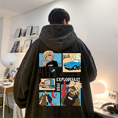 美式高街复古漫画印花潮流ins宽松水洗卫衣JK23371特批53-控88，男装卫衣，星座605(原A050)