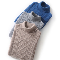 经典百搭秋冬新款男士高翻领山羊绒衫保暖宽松大码针织打底毛衣，男装羊毛衫，牧圣羊绒