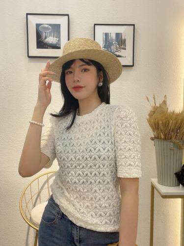 夏季法螺纹镂空蕾丝上衣,女装,色调轩