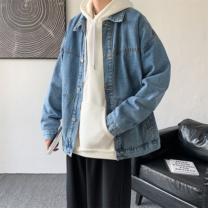 质感牛仔夹克韩版宽松上衣复古工装牛仔衣外套夹克衫WT08P68，男装工装外套，电商D325