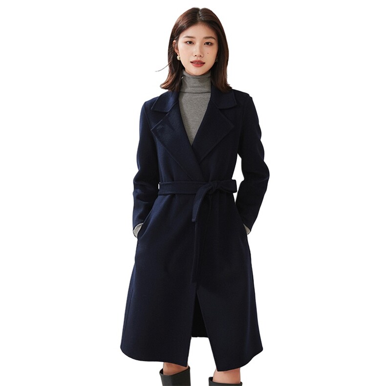 两用翻领2024年秋冬季新款羊毛双面呢大衣,女装双面呢大衣,织美生