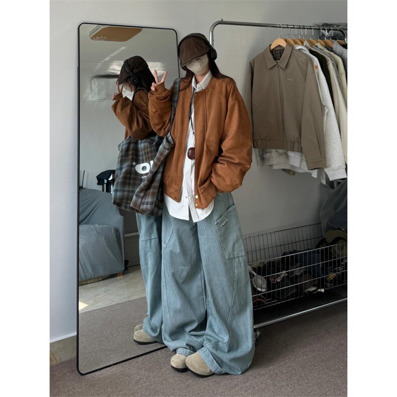 【有货】N1028CC-特P58竖条纹大口袋弯刀裤子男女工装牛仔裤,男装牛仔裤,星座1007（原301D）