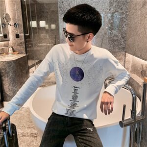QC20/P58控78 2021春秋社会小伙潮流宽松百搭简约潮牌套头卫衣男 白图片