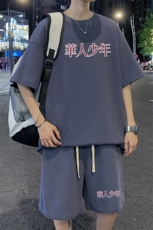 ！2025夏季新款男士华夫格短袖T恤套装学生一套HTZ79P50，男装T恤，电商B220