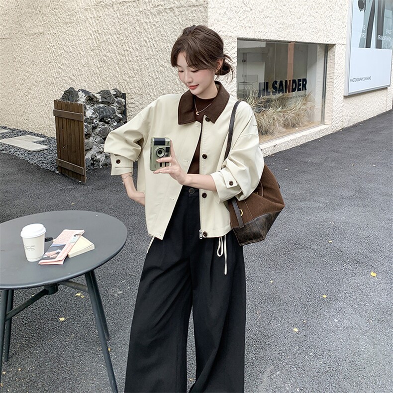 新款【现货】杏色韩系简约款192-628P160K228，女装风衣，浙宝192（原082）