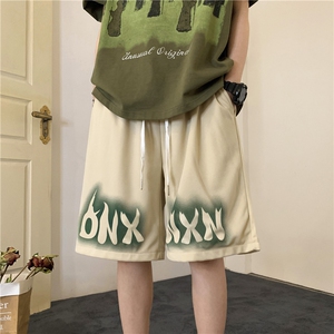 2025夏季美式字母印花篮球网眼五分裤 M~5XL XZ604-DK303-P35控48图片