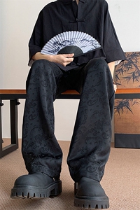 8XL-M 特大码肌理感冰丝薄款休闲裤长裤男宽松百搭情侣裤K967P45图片