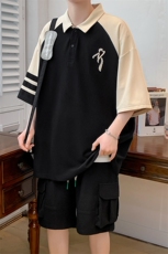 2023夏上新休闲运动半袖套装刺绣翻领Polo衫男女6625-P65控价88，男装Polo衫，电商A441-1