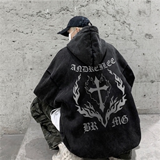 W19XZ517A-6P68秋冬新款水洗做旧宽松卫衣，男装卫衣，星座517A-6