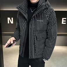 新标50白鸭绒条纹男装皮羽绒服C317-Y826-P295368，男装羽绒服，电商C317