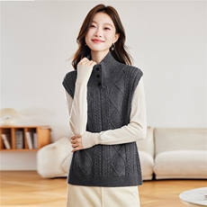 2025新款秋冬季韩系宽松超好看的高领无袖毛衣背心马甲上衣女外套，女装羊毛衫，艾米