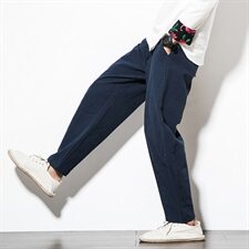 2021小脚哈伦裤男士中式复古宽松棉麻阔腿灯笼裤秋QT6005，男装休闲裤，星座1112-5（原712-5）