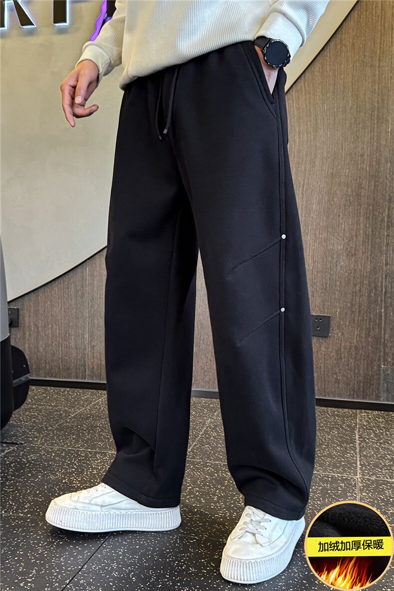 加绒加厚裤子男冬季2025新款休闲运动设计感弯刀裤A313-18259-P68,男装卫衣,电商A313