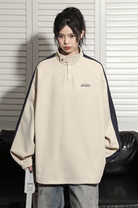 数据款！秋装设计感美式街头中性卫衣刺绣立领外套情侣装7870-P58图片